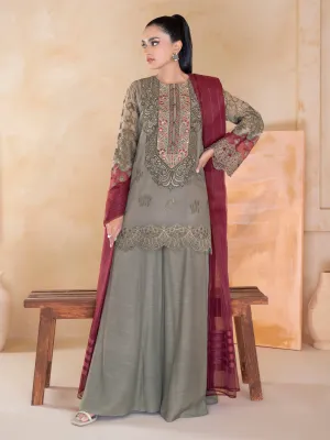 3 Piece Organza Suit-Embroidered (Unstitched)