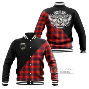 Abernethy Tartan Baseball Jacket with Family Crest and Military Logo Style