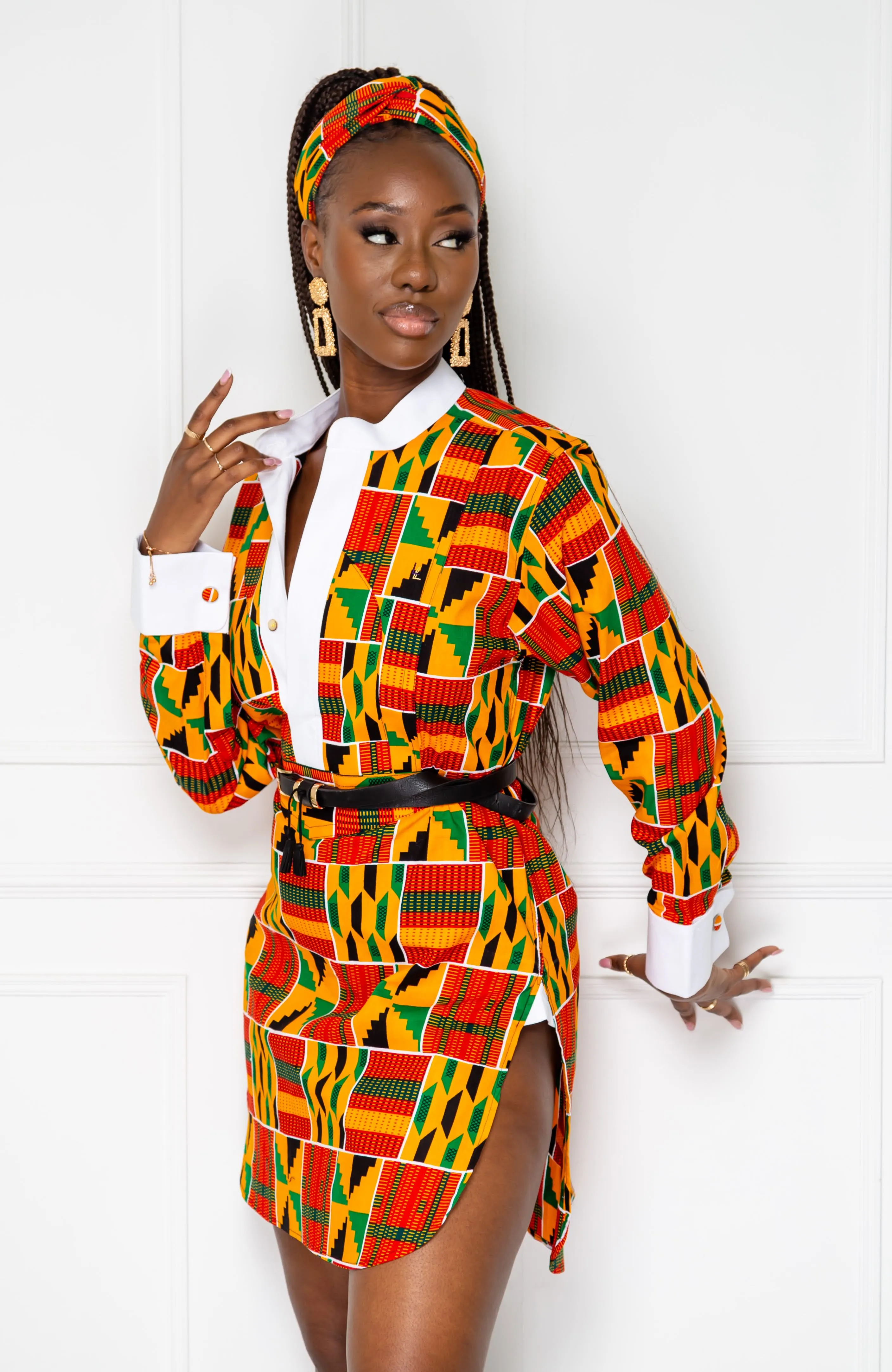 African Dress Shirt for Womens | Unisex Etibo Long Sleeved Shirt - KENYA