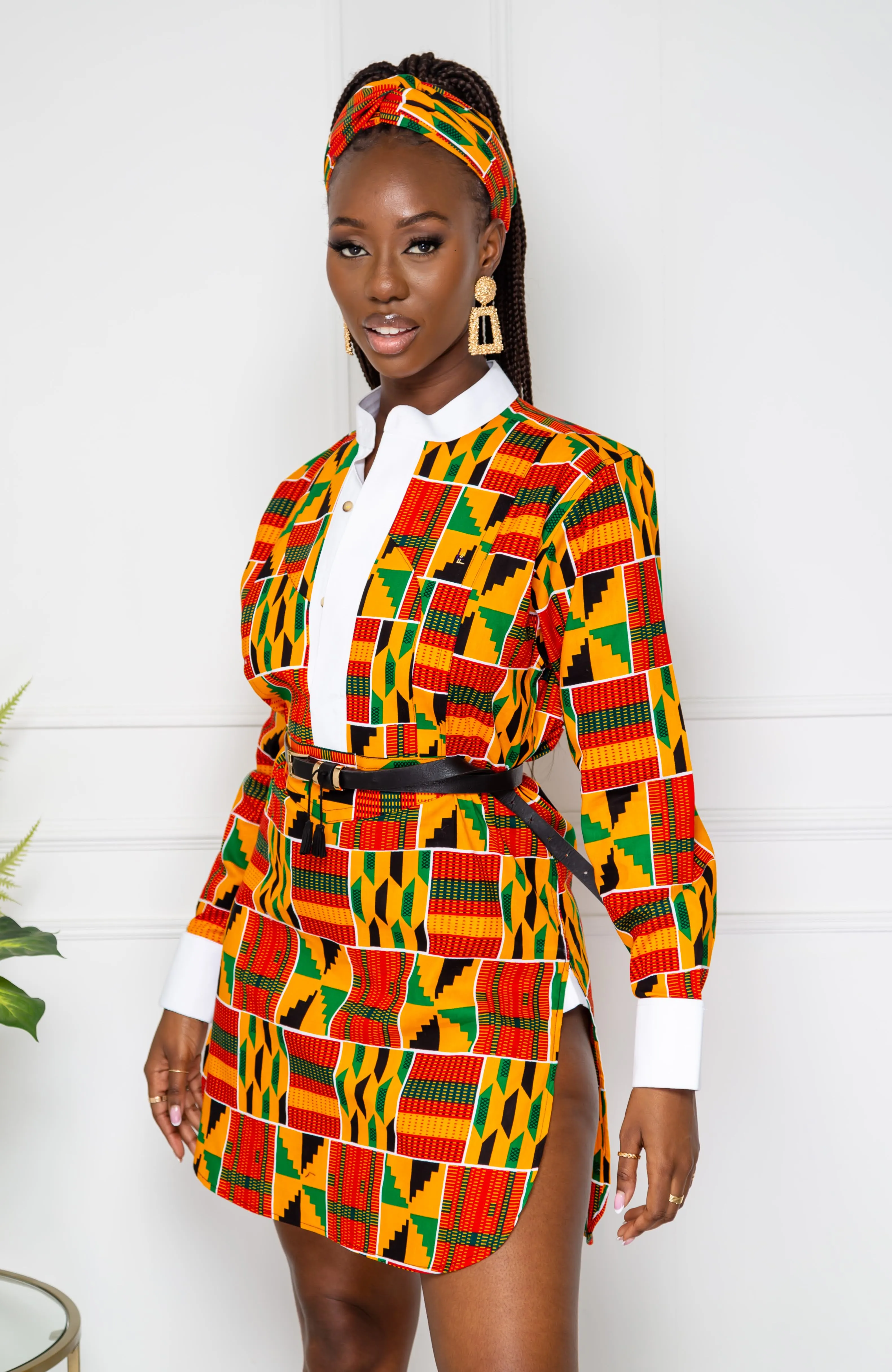 African Dress Shirt for Womens | Unisex Etibo Long Sleeved Shirt - KENYA