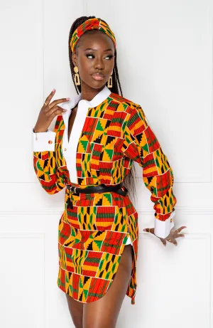 African Dress Shirt for Womens | Unisex Etibo Long Sleeved Shirt - KENYA