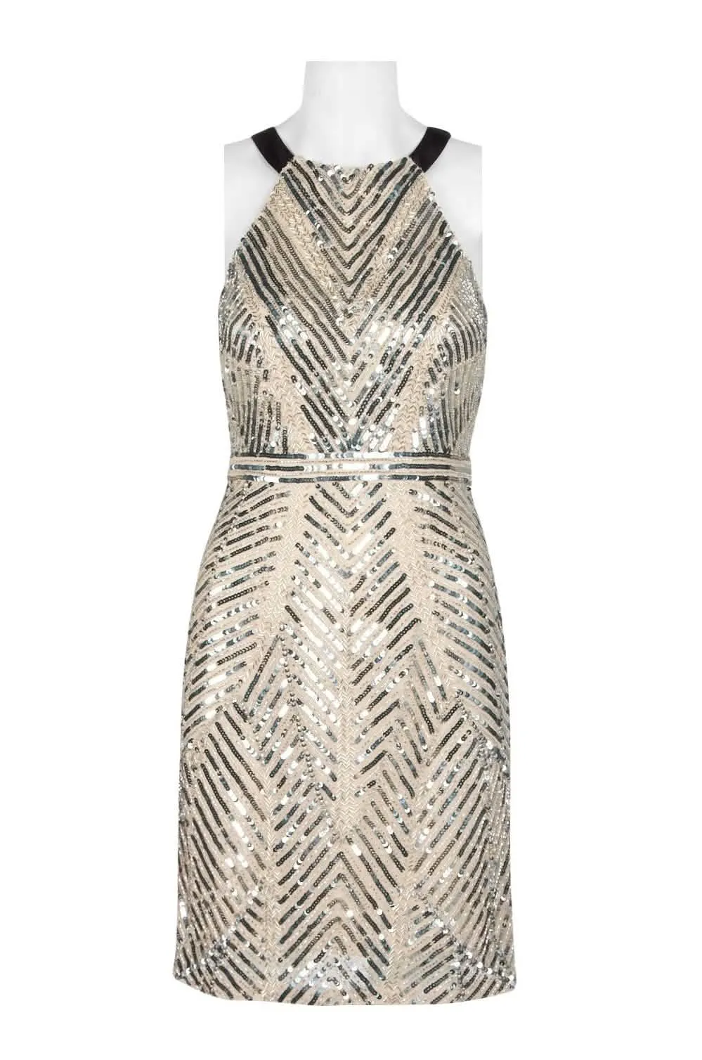 Aidan Mattox Glamorous Sequin Halter Bodycon Dress with Concealed Zipper