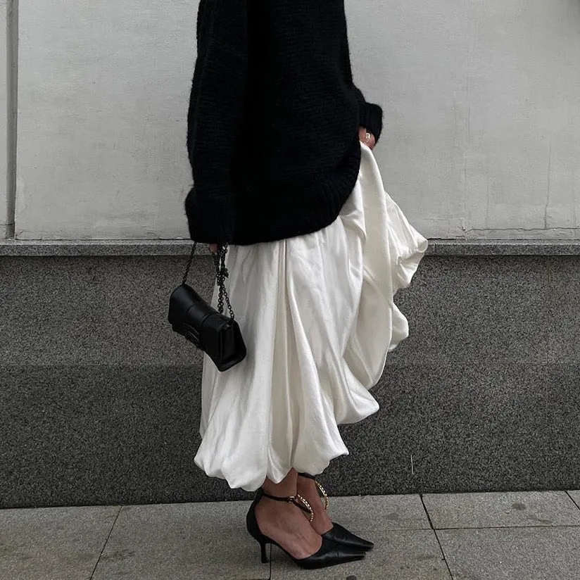 Alexine Valance Hem Flare Satin Skirts - 3 Colors