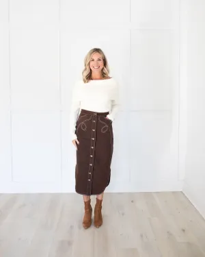 Apolline Midi Skirt in Espresso