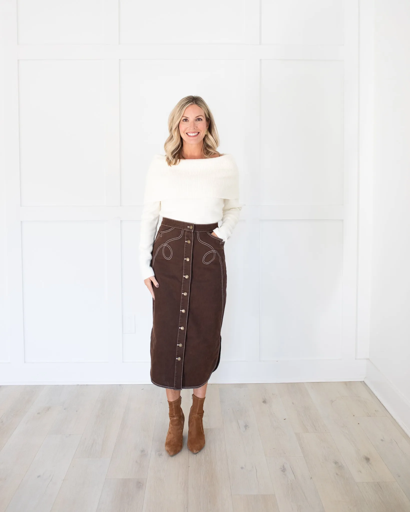 Apolline Midi Skirt in Espresso