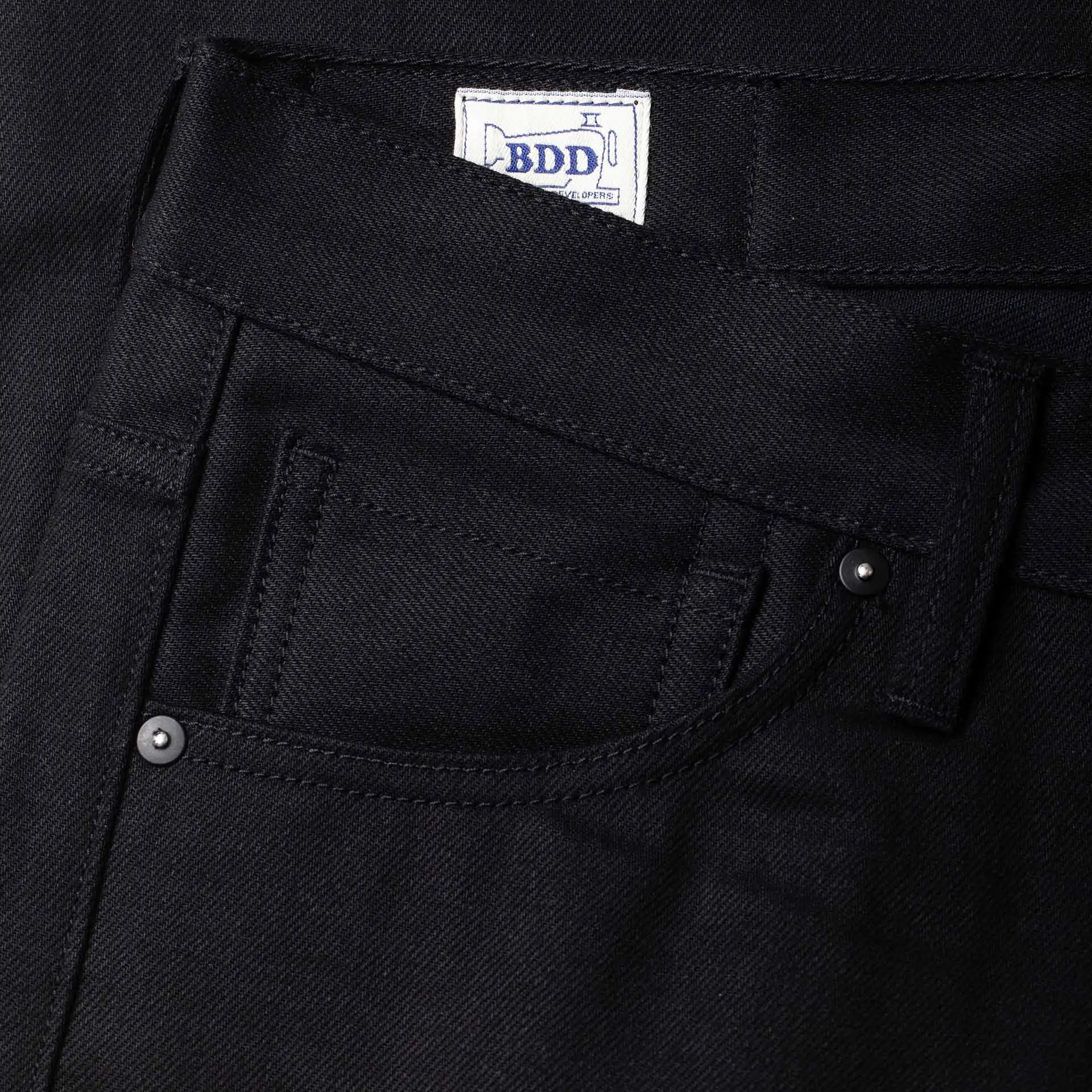 B-02 REGULAR STRAIGHT 13 oz. black slub selvedge