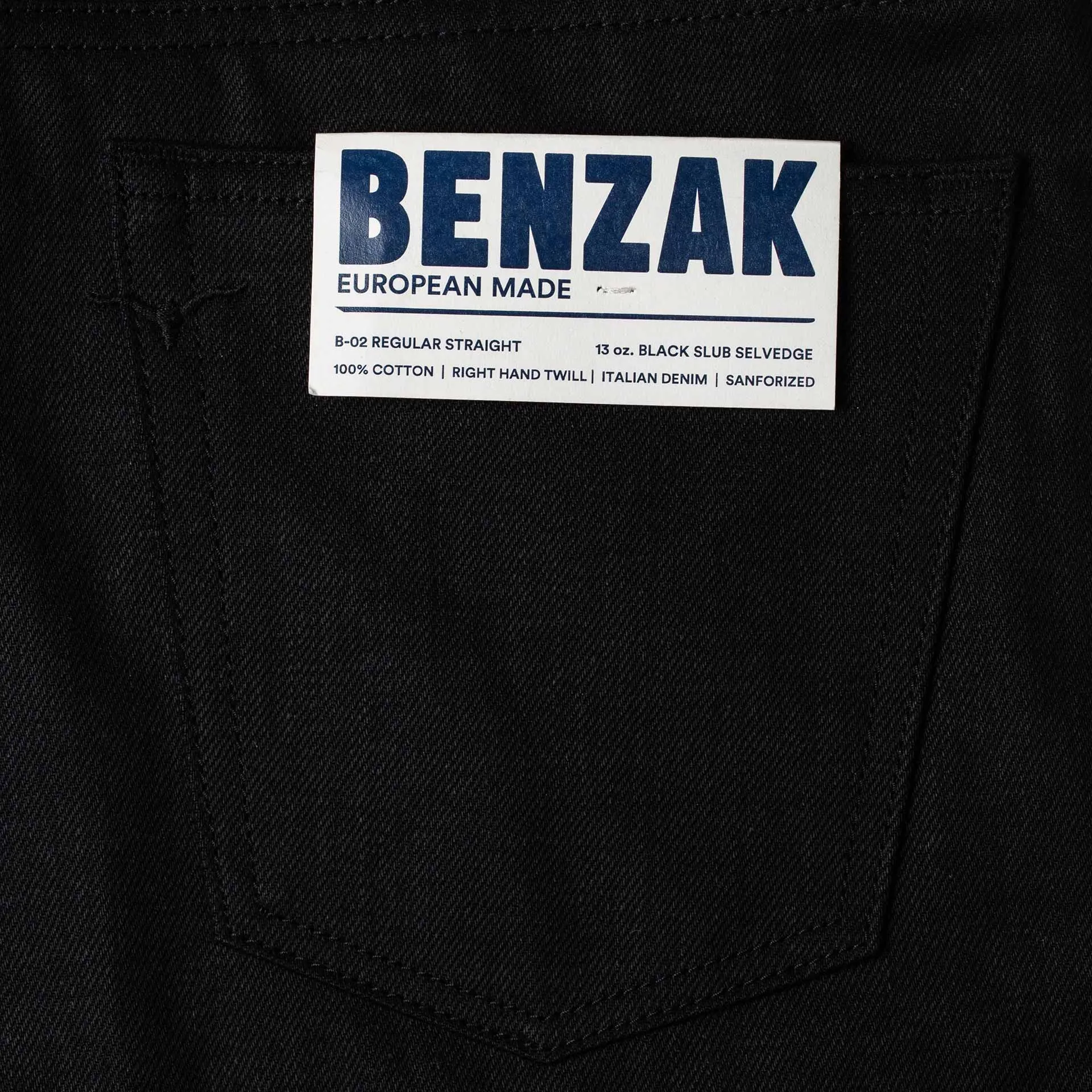 B-02 REGULAR STRAIGHT 13 oz. black slub selvedge