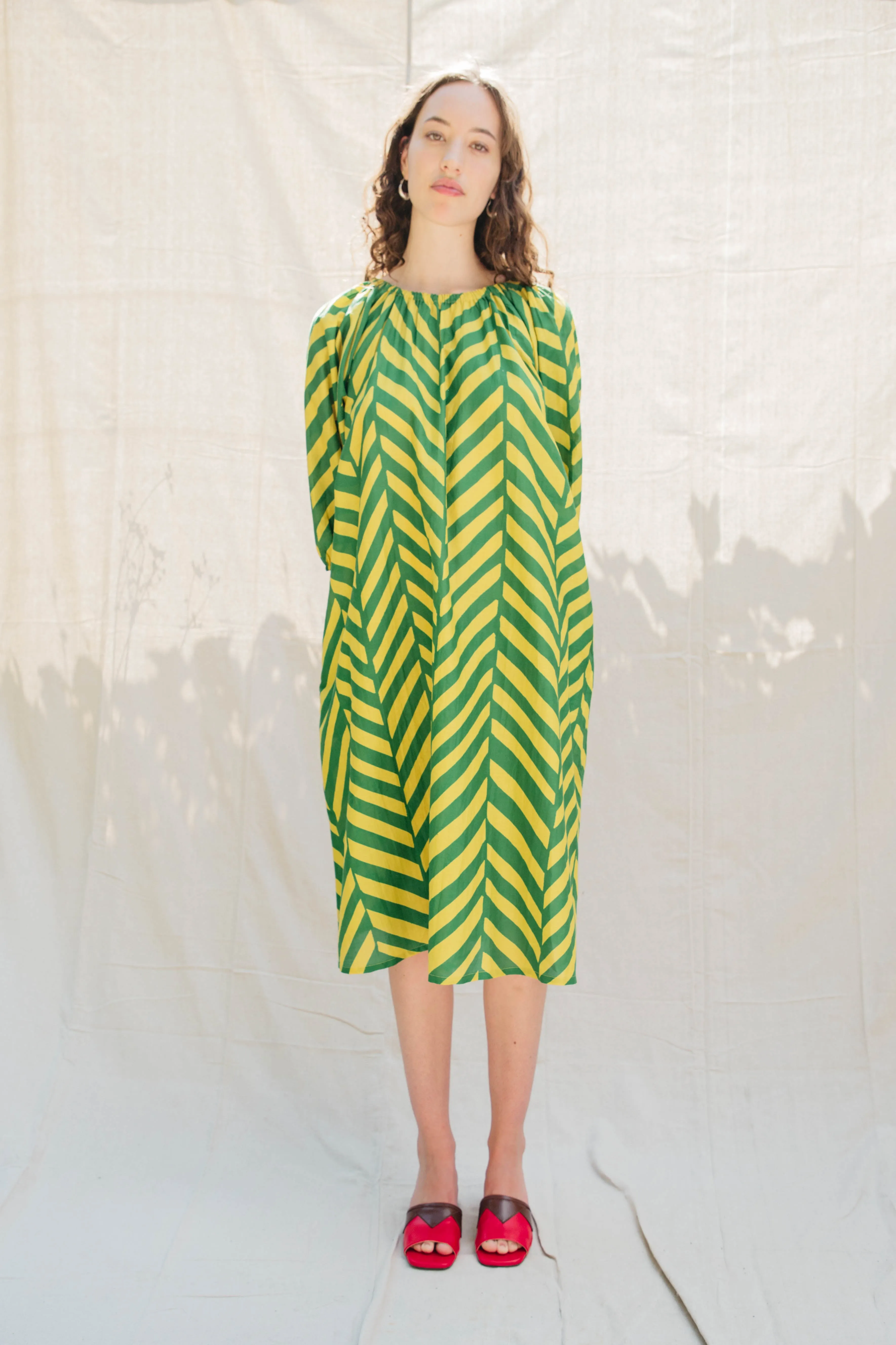Ballad Dress - Pickle/Samovar Chevron