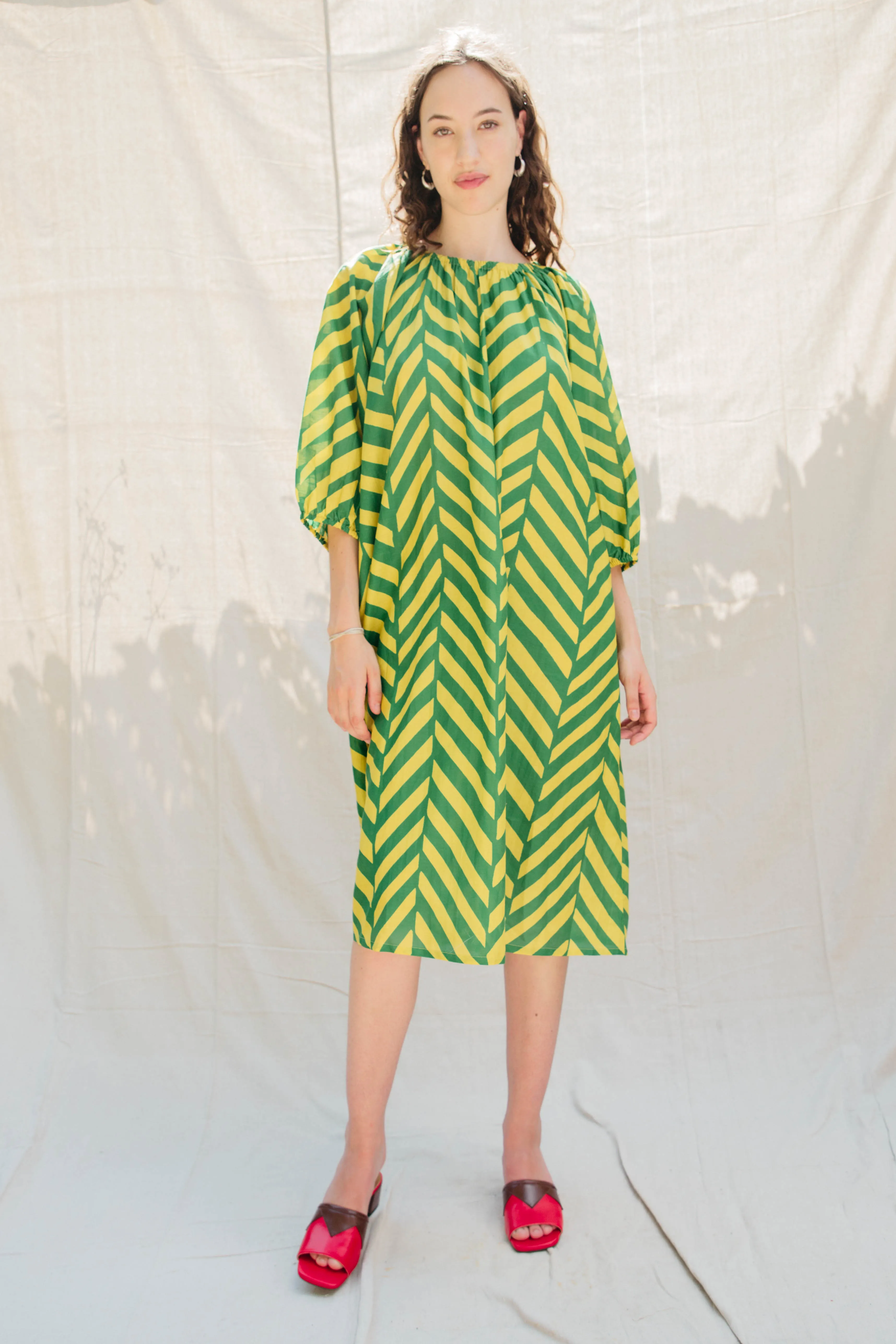 Ballad Dress - Pickle/Samovar Chevron