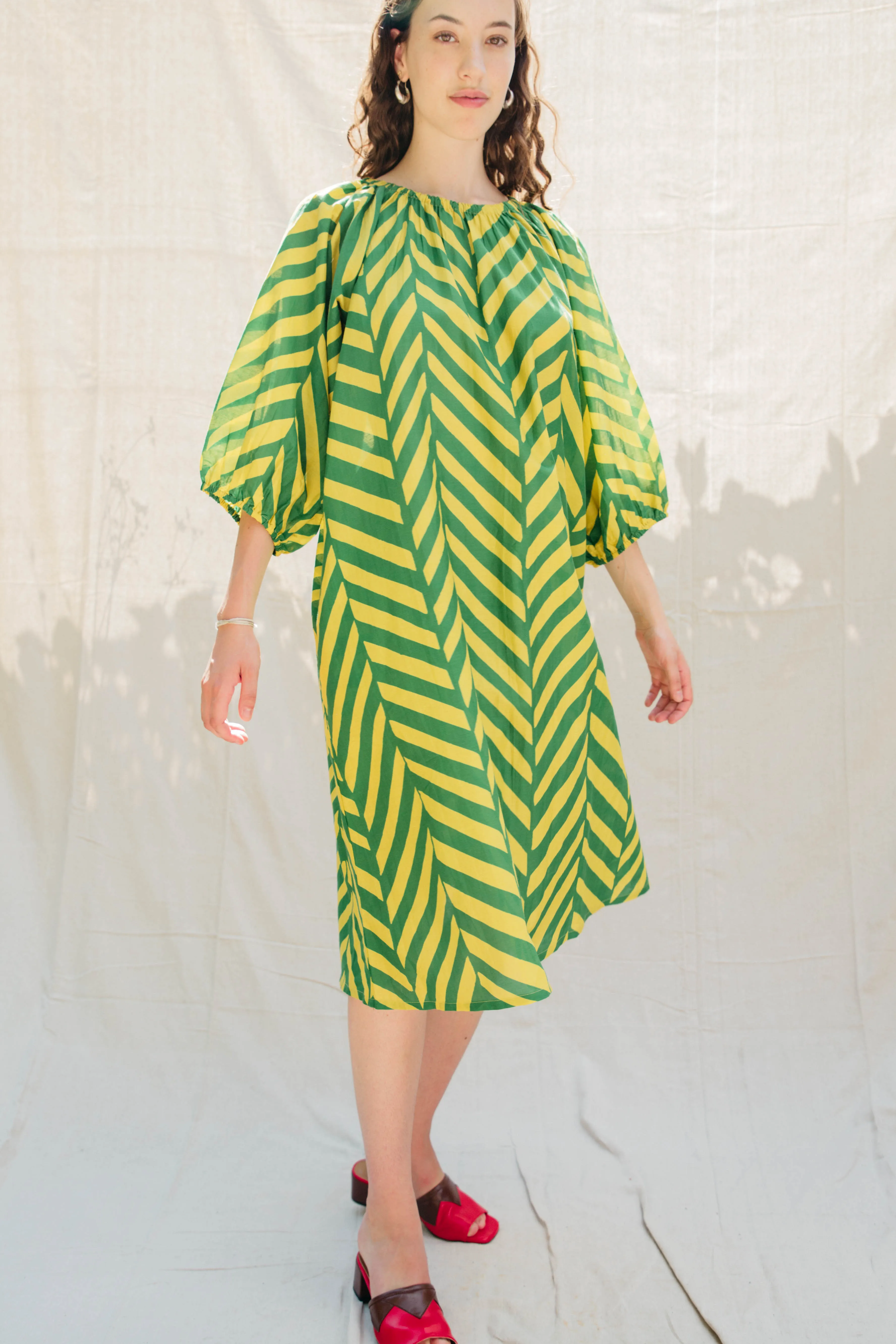 Ballad Dress - Pickle/Samovar Chevron