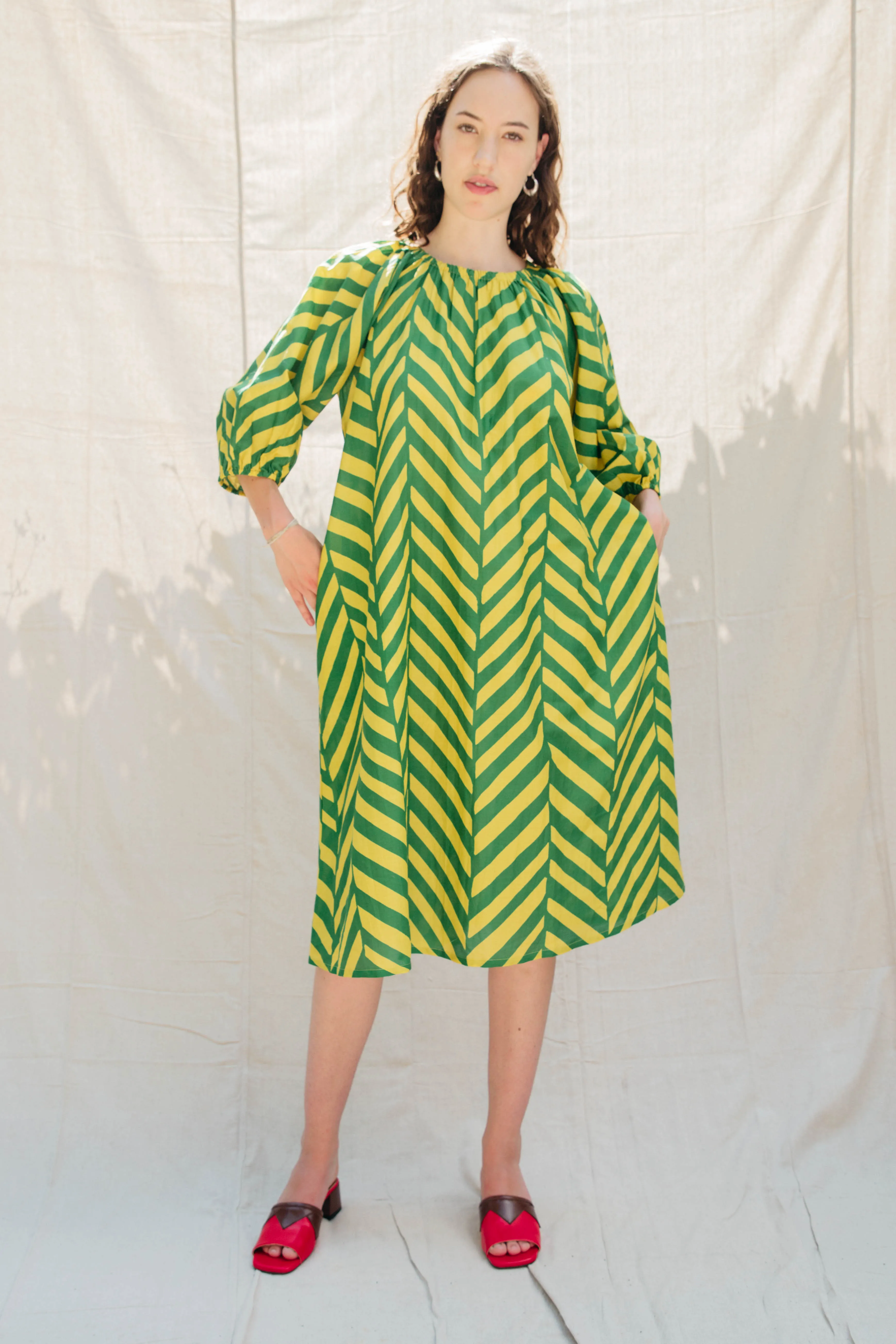 Ballad Dress - Pickle/Samovar Chevron