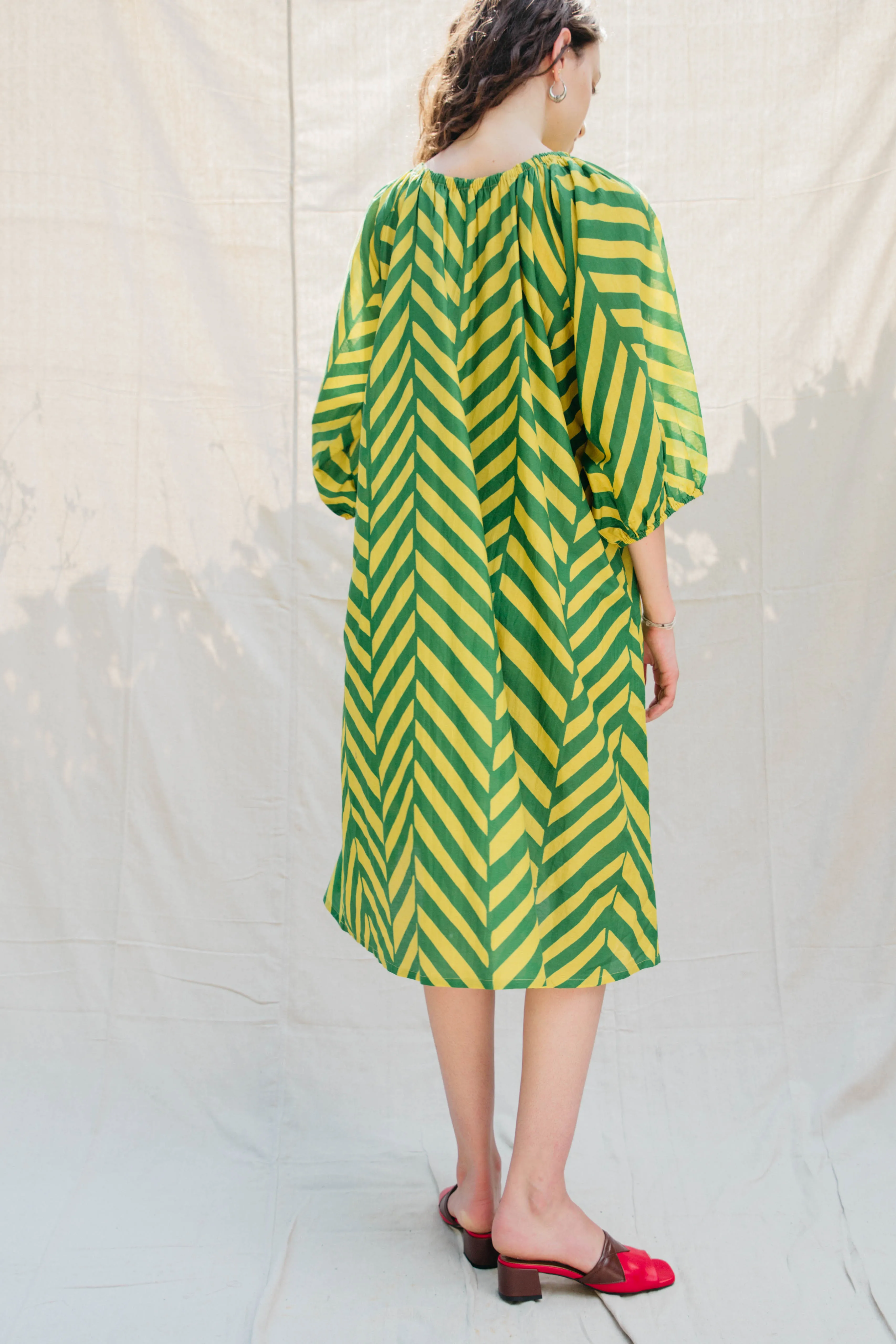 Ballad Dress - Pickle/Samovar Chevron