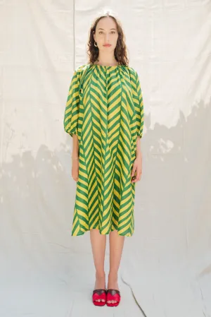 Ballad Dress - Pickle/Samovar Chevron