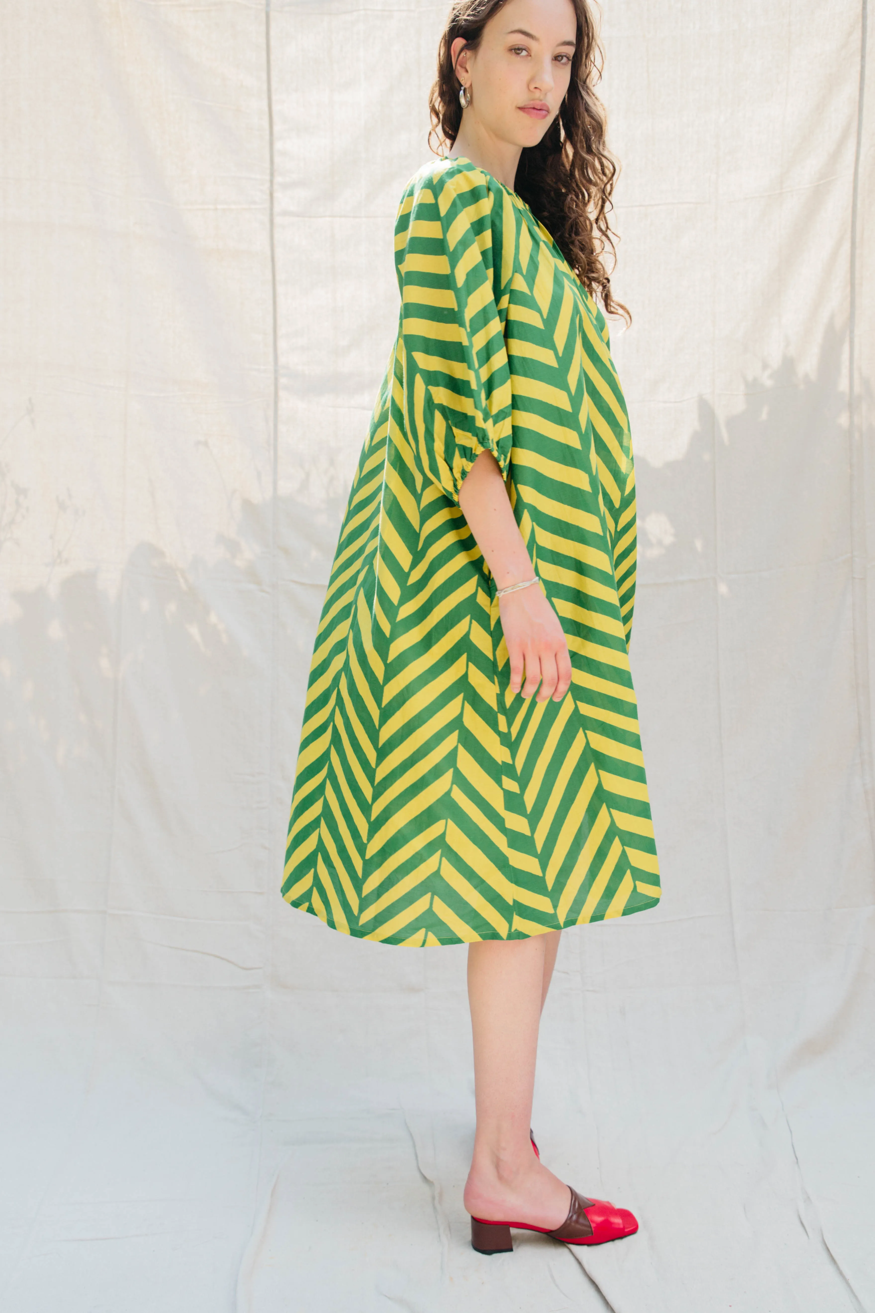 Ballad Dress - Pickle/Samovar Chevron