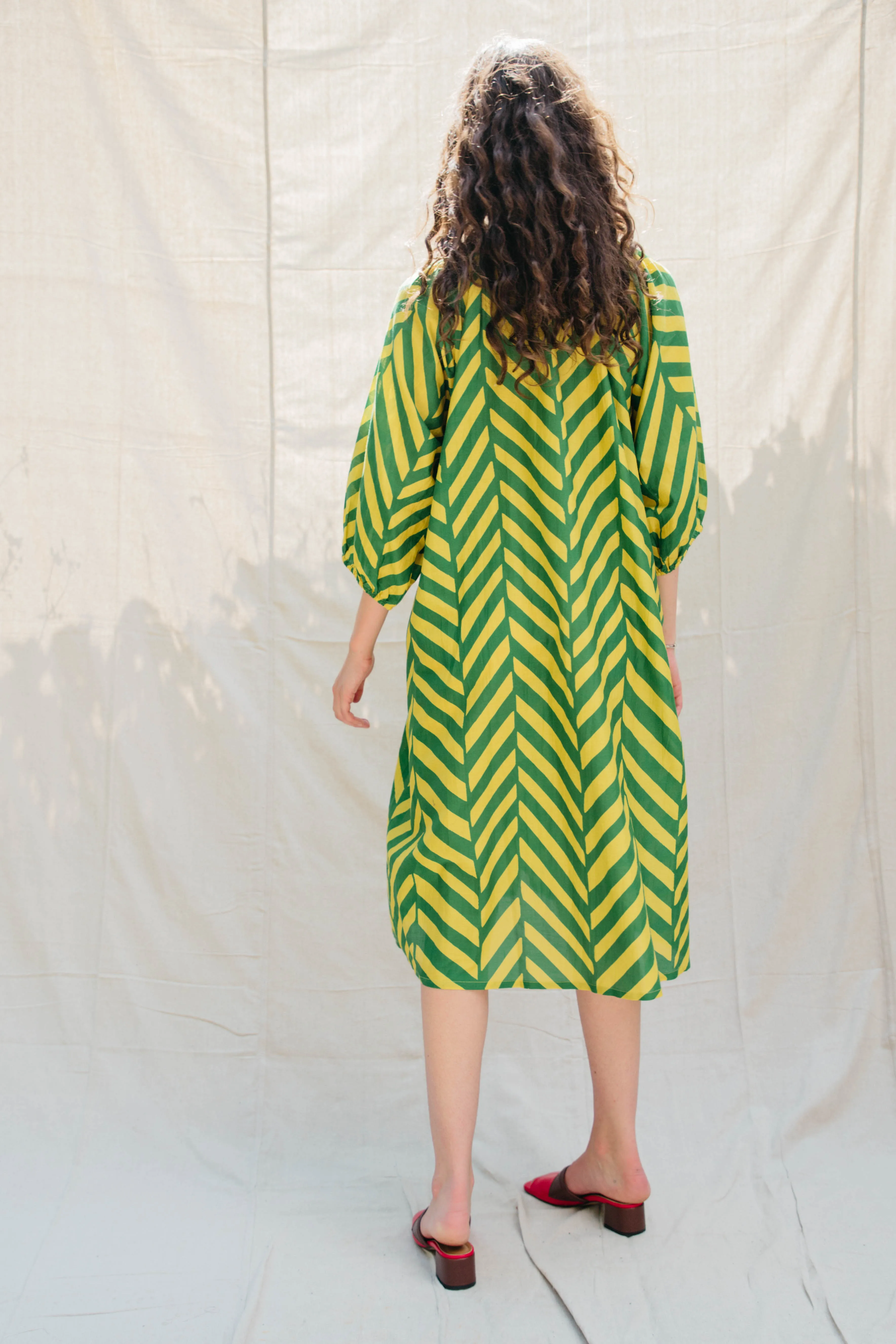 Ballad Dress - Pickle/Samovar Chevron