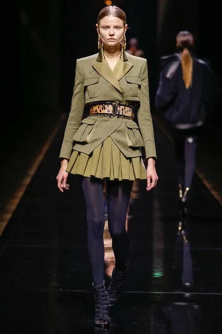Balmain - Twill Olive Green Military Style Blazer  - FR 40
