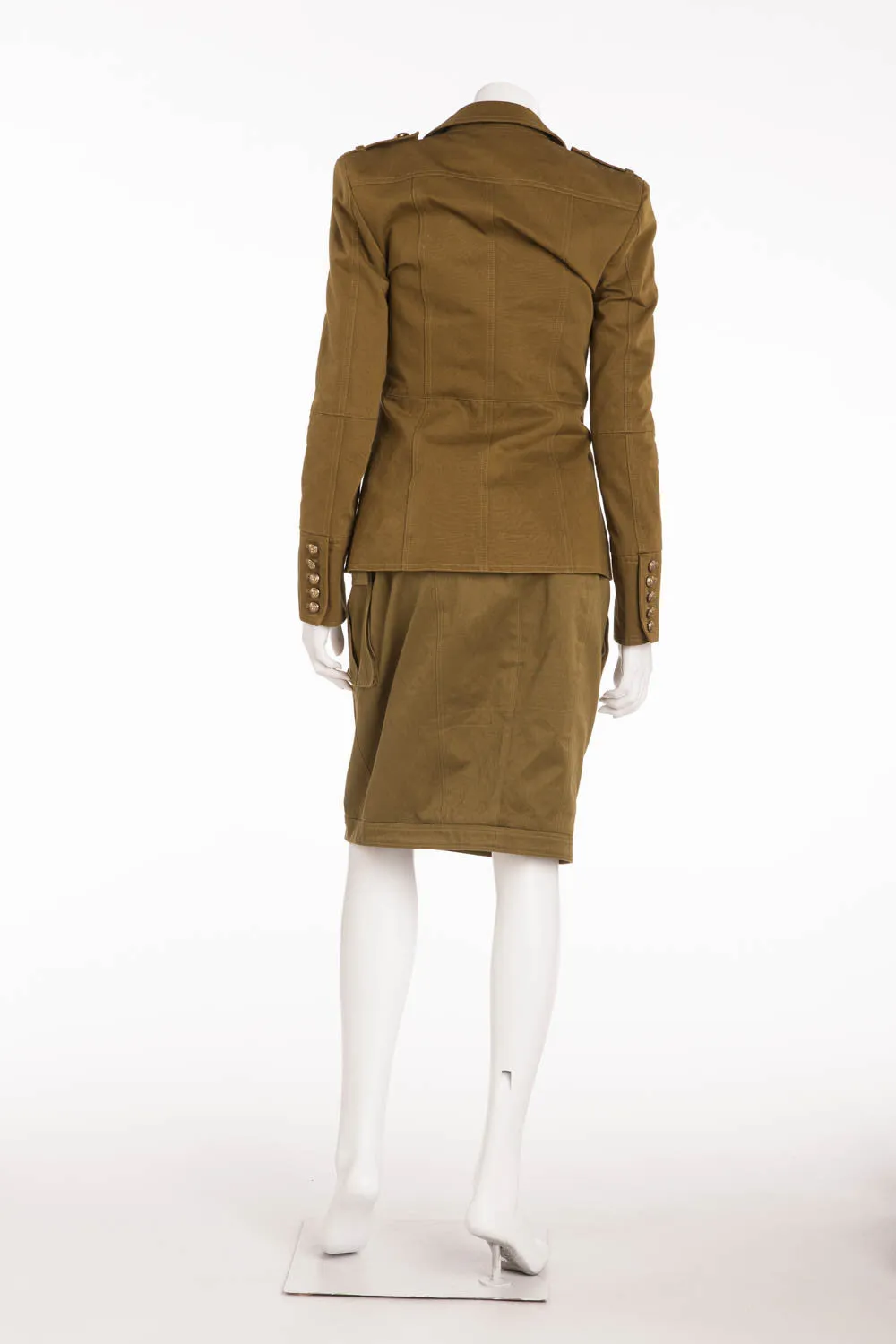 Balmain - Twill Olive Green Military Style Blazer  - FR 40