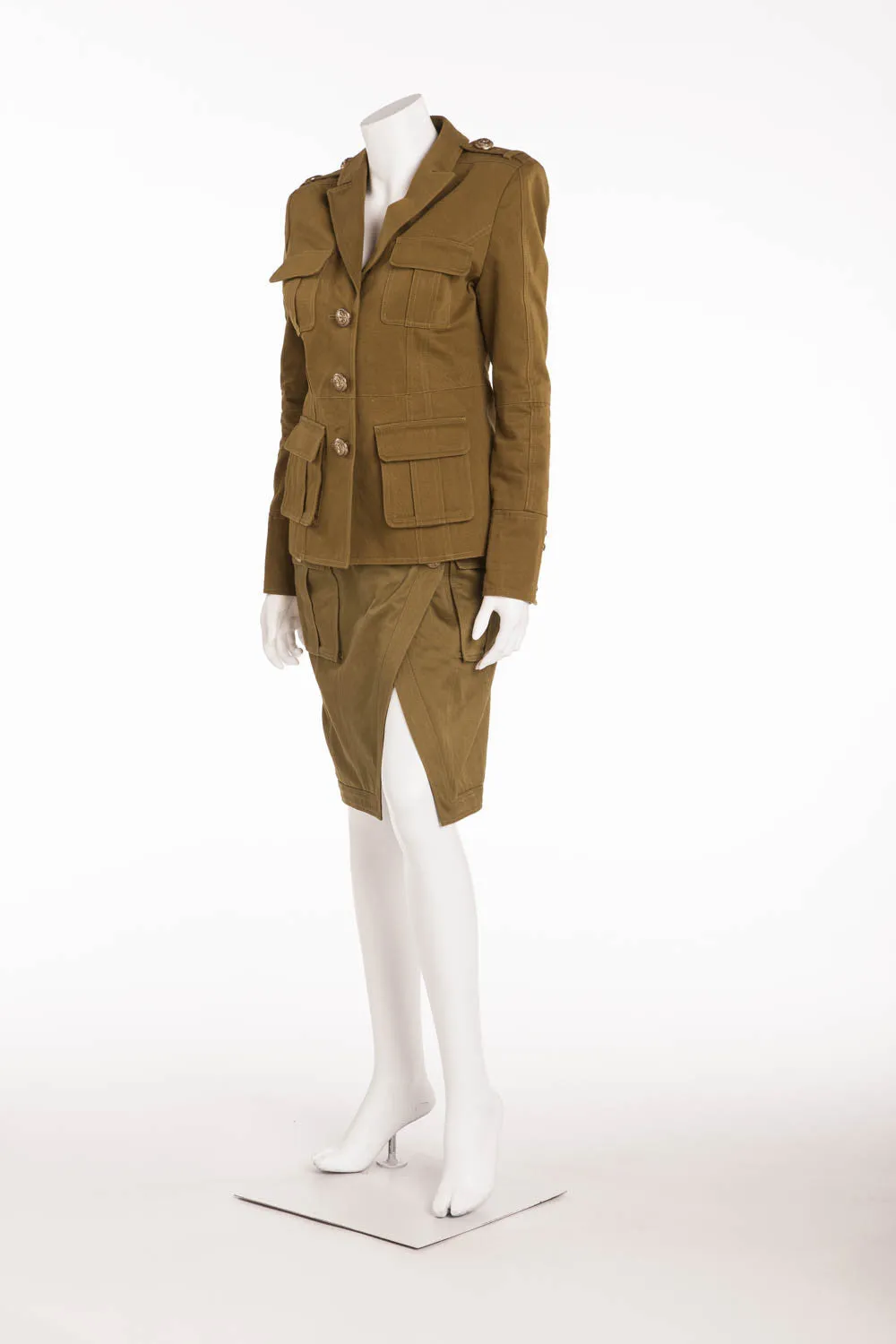 Balmain - Twill Olive Green Military Style Blazer  - FR 40