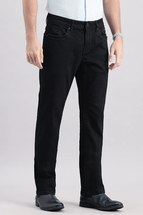 Black 5 Pocket Midrise, Comfort And Straight Fit Jeans