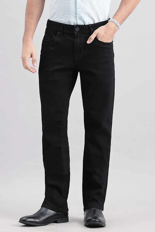 Black 5 Pocket Midrise, Comfort And Straight Fit Jeans
