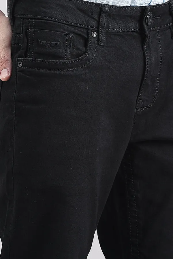 Black 5 Pocket Midrise, Comfort And Straight Fit Jeans