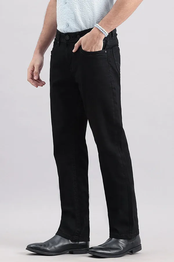 Black 5 Pocket Midrise, Comfort And Straight Fit Jeans
