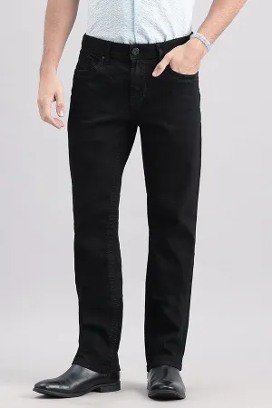 Black 5 Pocket Midrise, Comfort And Straight Fit Jeans