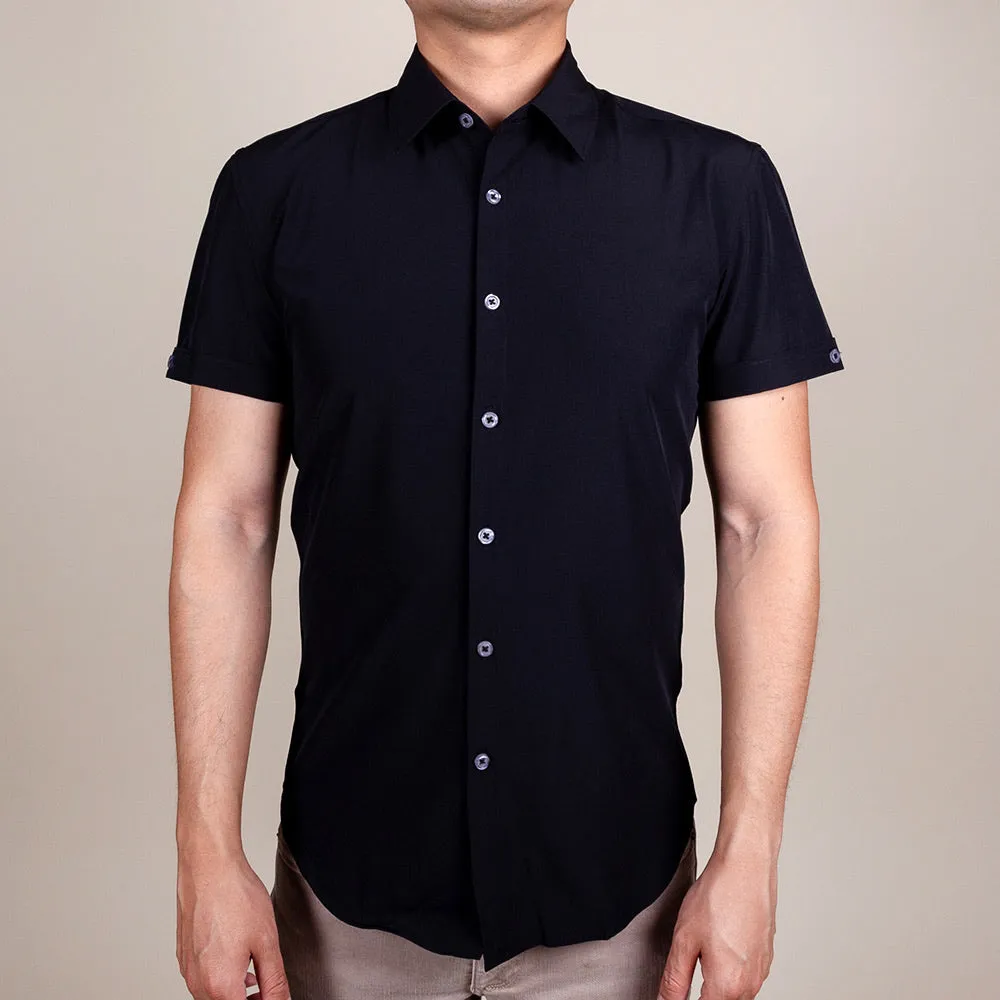 Black Button Up Short Sleeve Shirt | The Sesame