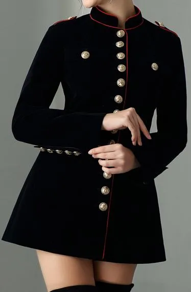 Black Velvet Military Jacket