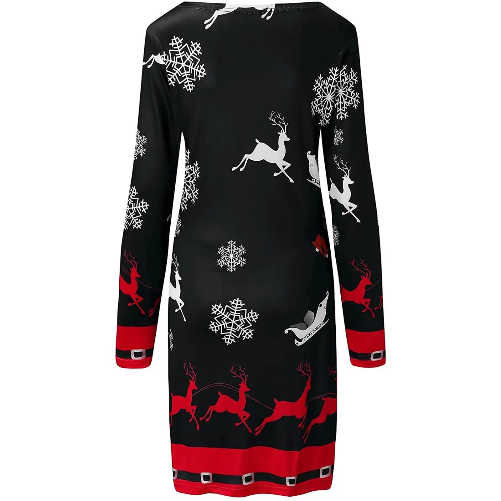 Black Warehouse Sale Clearance Ladies Crewneck Sweater Dress Happy Vacation Christmas Casual Going Out Dress for Juniors Long Sleeve Slimming Tunic Thin Long Winter Fall Dress 2025 Clothing XXL