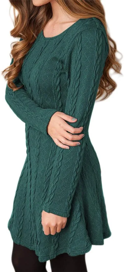 BOFETA Womens Crew Neck Long Sleeve Solid Sweater Chunky Knit Casual Elegant Sweaters XS-3XL