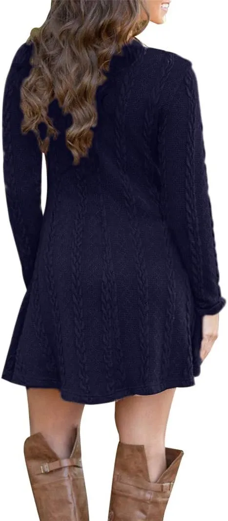 BOFETA Womens Crew Neck Long Sleeve Solid Sweater Chunky Knit Casual Elegant Sweaters XS-3XL