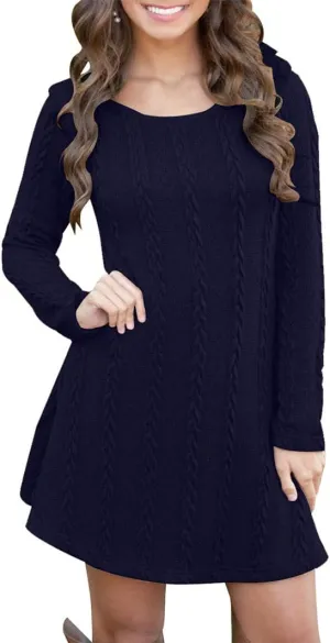 BOFETA Womens Crew Neck Long Sleeve Solid Sweater Chunky Knit Casual Elegant Sweaters XS-3XL