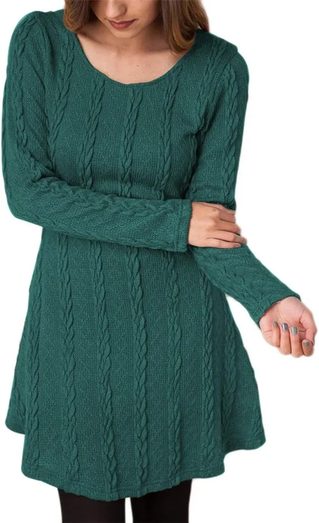 BOFETA Womens Crew Neck Long Sleeve Solid Sweater Chunky Knit Casual Elegant Sweaters XS-3XL