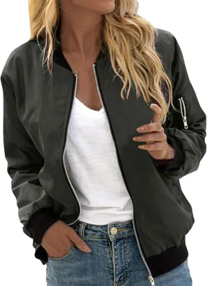 Bomber Jackets for Women 2024 Lightweight Casual Zip Up Stand Collar Coats Jacket Floral Graphic Outwear Fall Outfits
