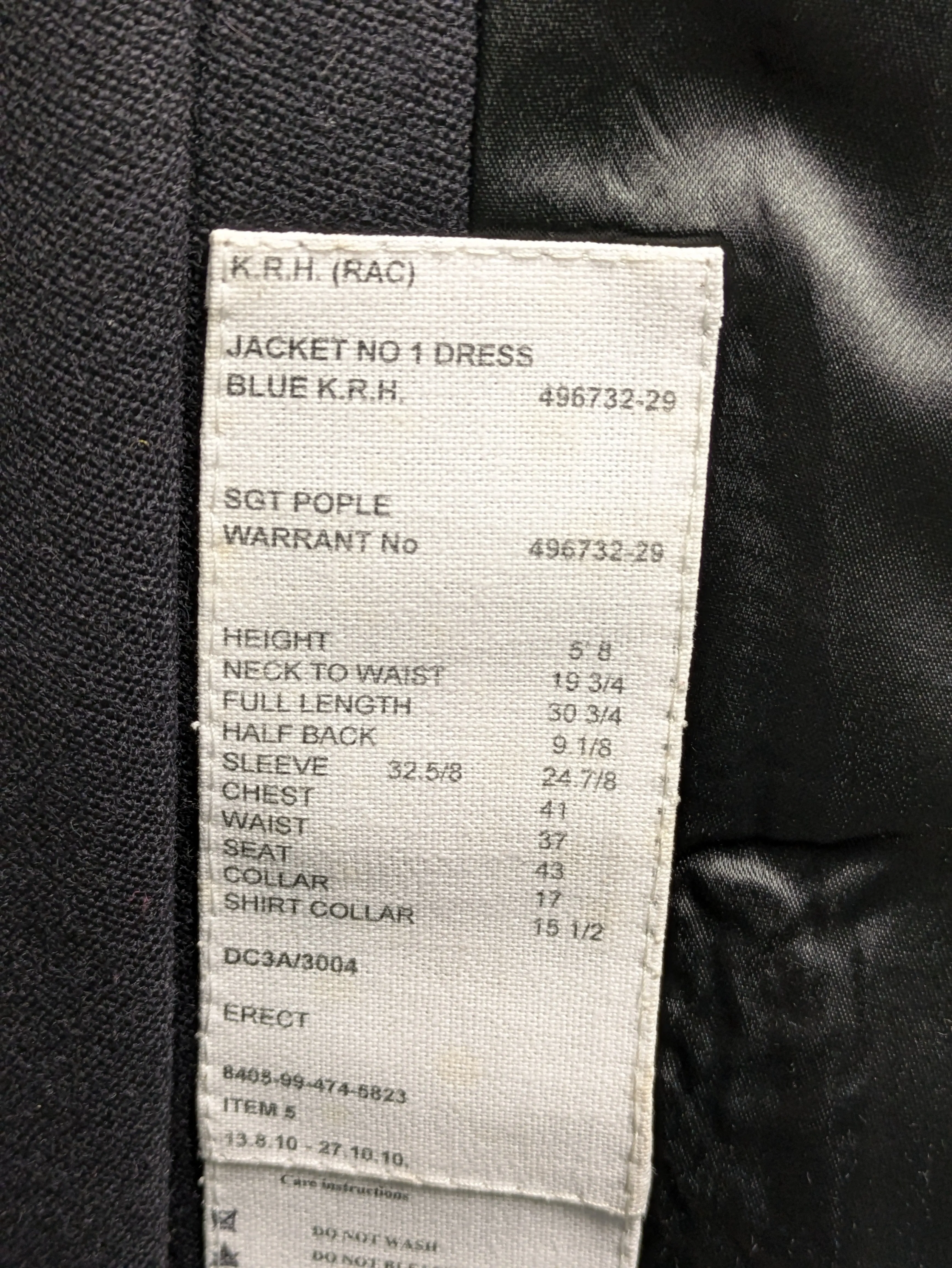 British Army KRH Kings Royal Hussars No.1 Dress Parade Ceremony Jacket - 41" Chest