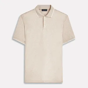 BUGATCHI Short Sleeve Three Button Polo / Beige