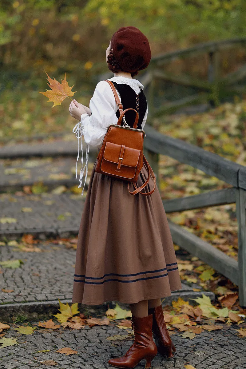 Button Wool Skirt, Brown Skirt for Women C3779