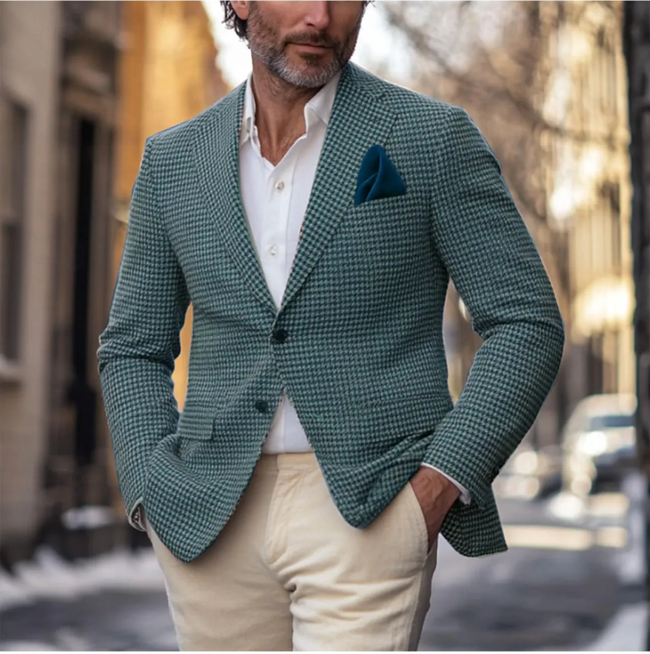 Casual Blazer Jacket Houndstooth