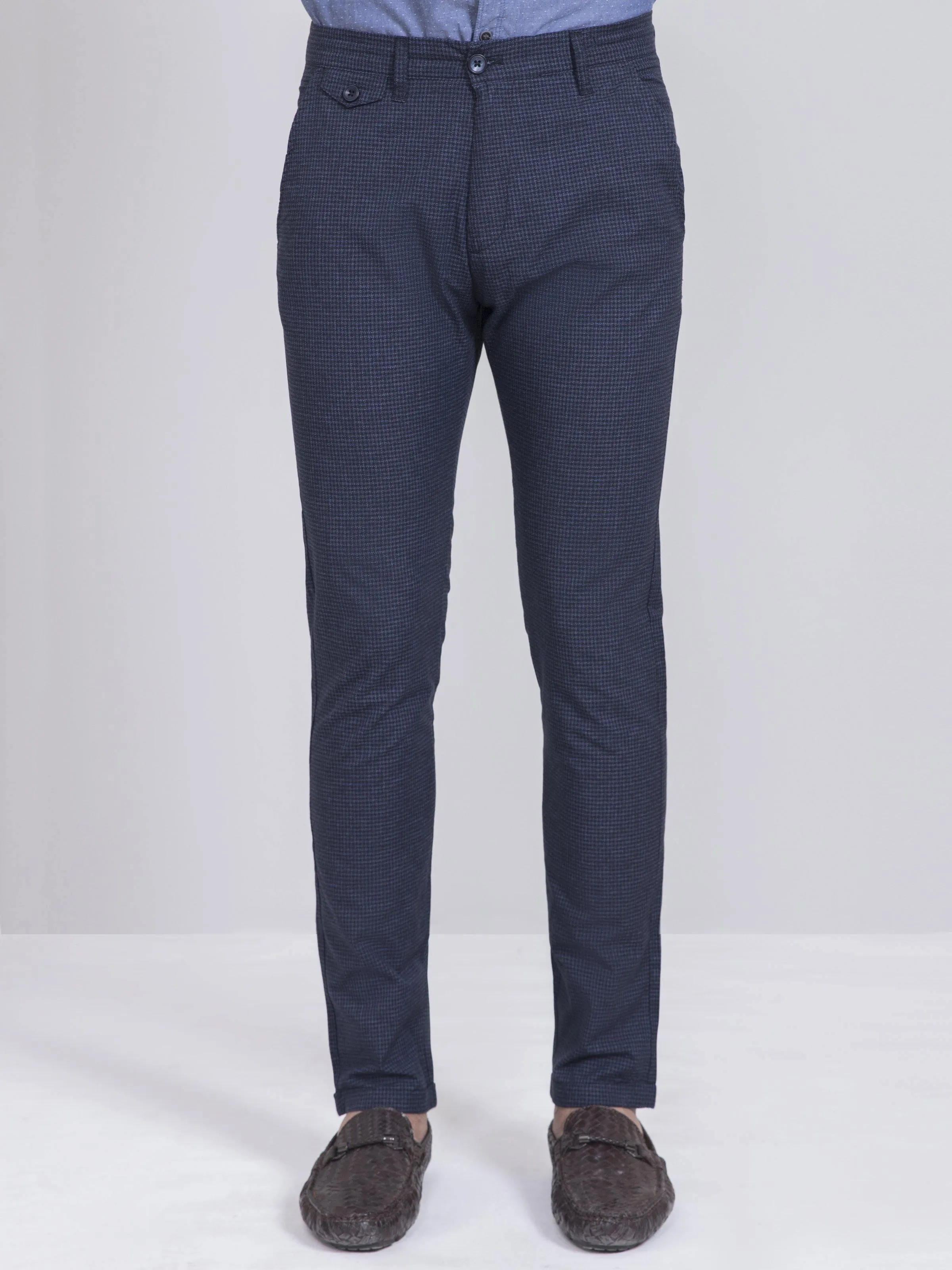 CASUAL PANT SLIM FIT NAVY BLUE CHECK