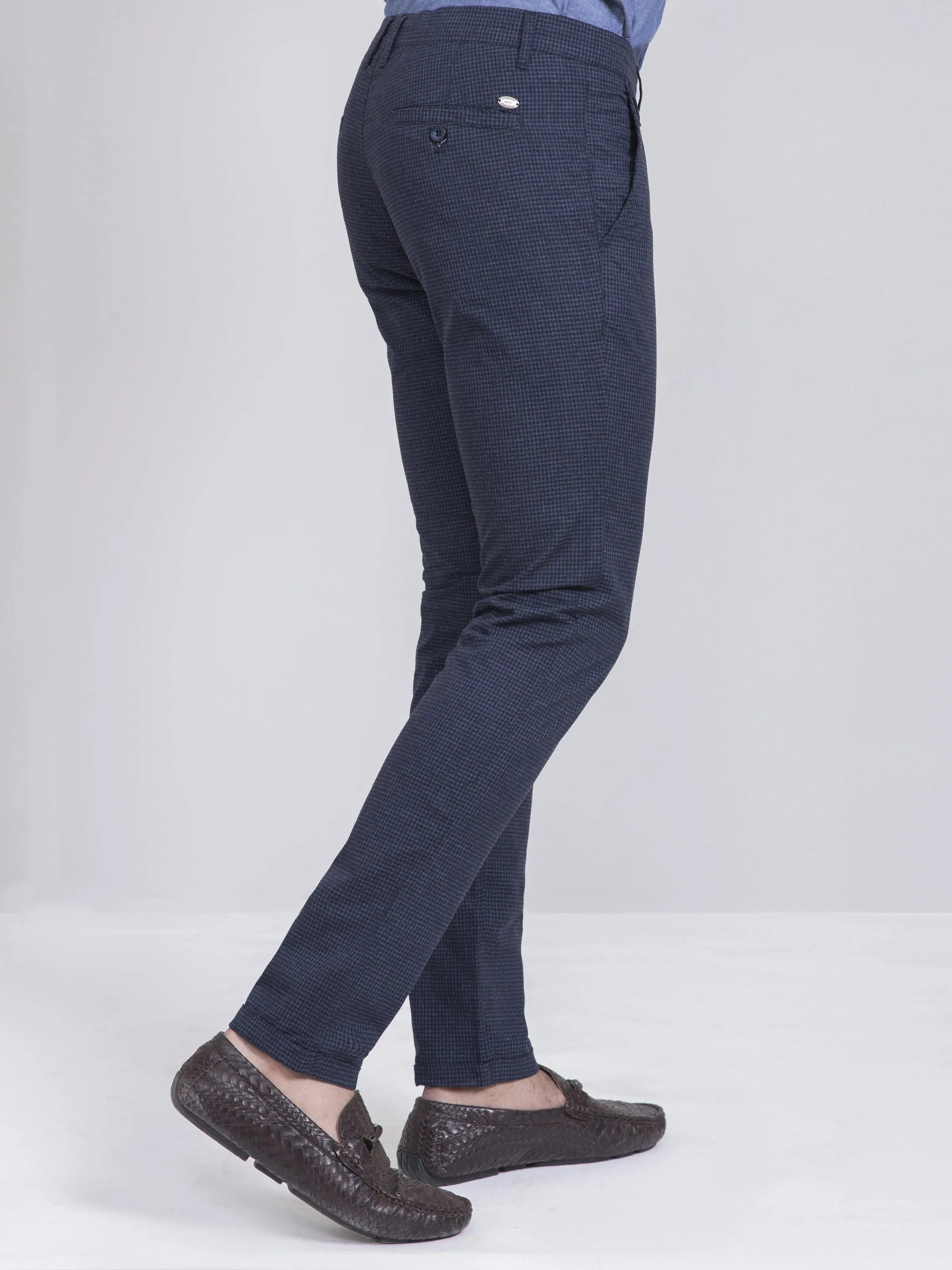 CASUAL PANT SLIM FIT NAVY BLUE CHECK