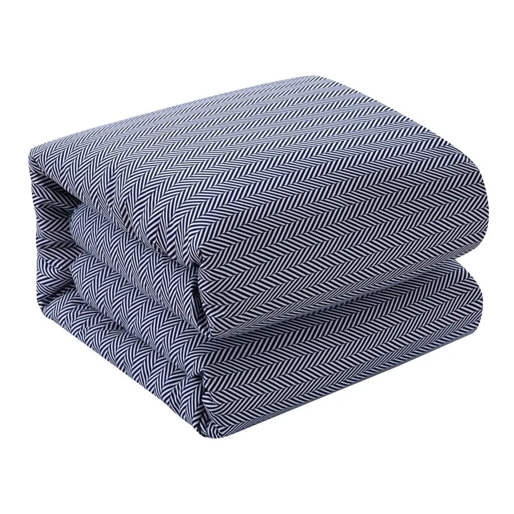 Chic Home Laurel Duvet Cover Set Graphic Herringbone Pattern Print Design Bedding - Pillow Sham Included - 2 Piece - Twin 68x90", Navy