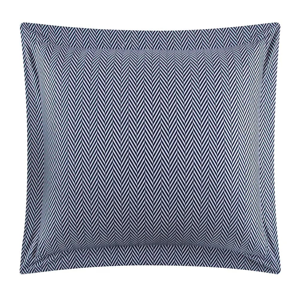 Chic Home Laurel Duvet Cover Set Graphic Herringbone Pattern Print Design Bedding - Pillow Sham Included - 2 Piece - Twin 68x90", Navy
