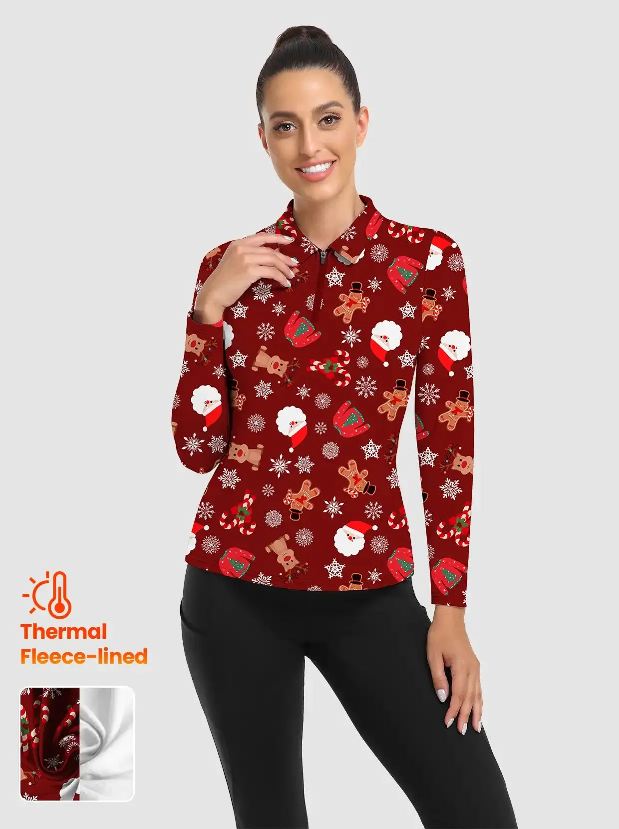 Christmas Elk Snowmen Pattern Polo Shirt for Women