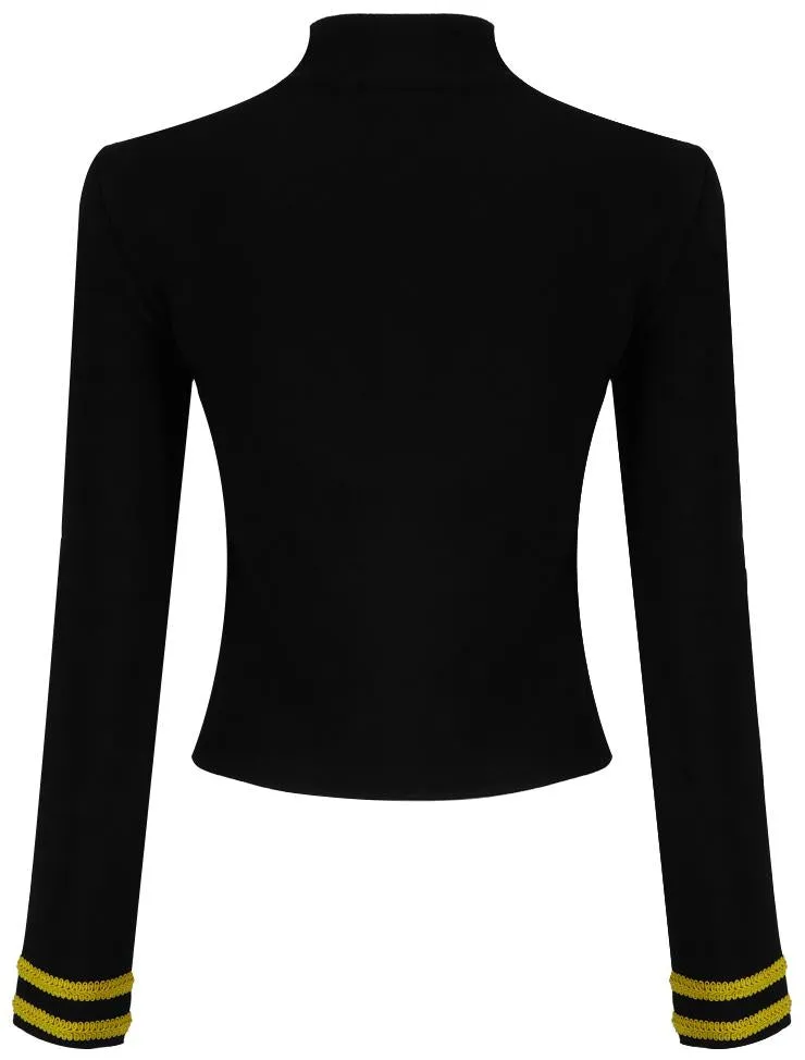 Color-Contrast Stretch Military Jacket