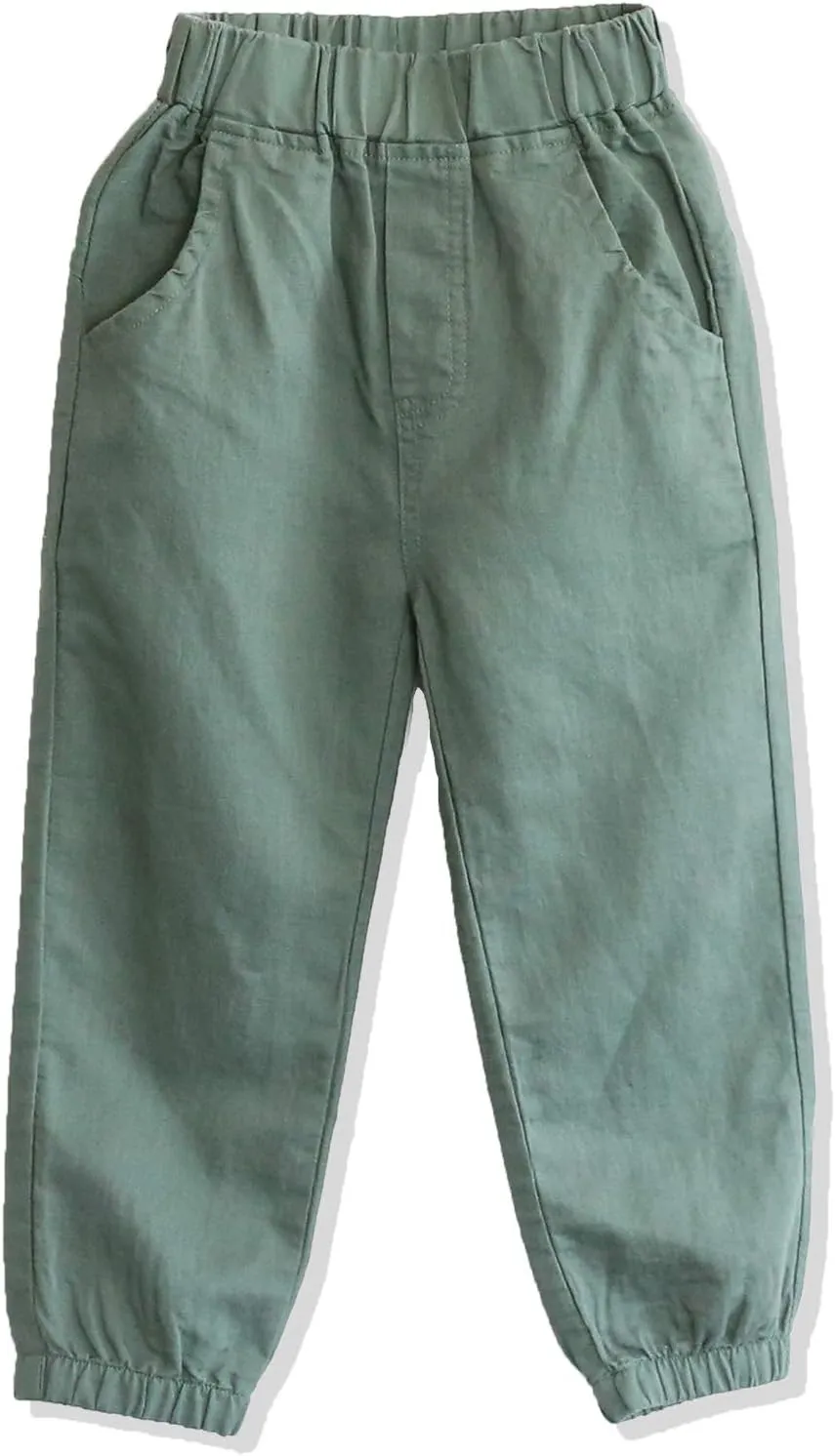 CUNYI Boys' Linen Pull-On Jogger Pants Solid Color Casual Pants