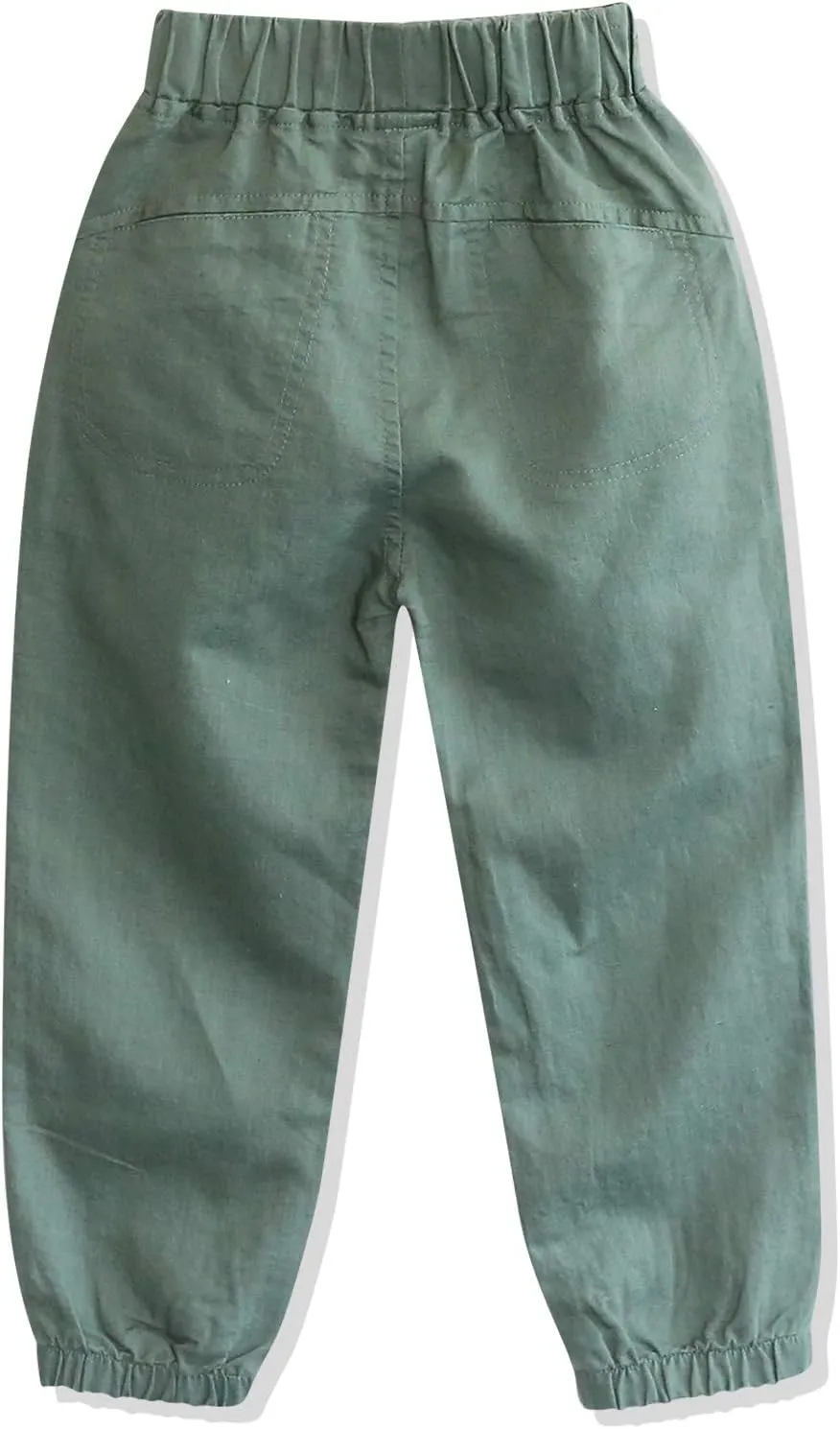 CUNYI Boys' Linen Pull-On Jogger Pants Solid Color Casual Pants