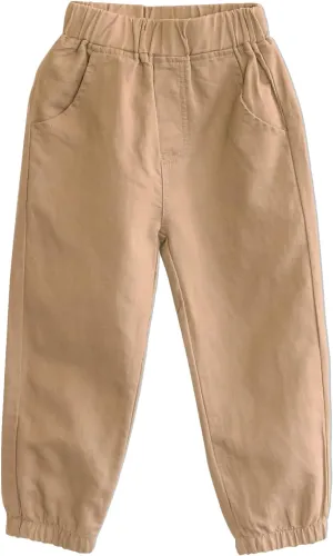CUNYI Boys' Linen Pull-On Jogger Pants Solid Color Casual Pants