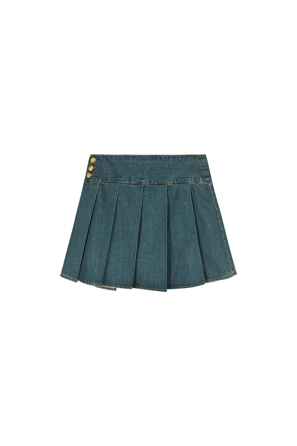 Denim Mini Pleated Skirt for Women