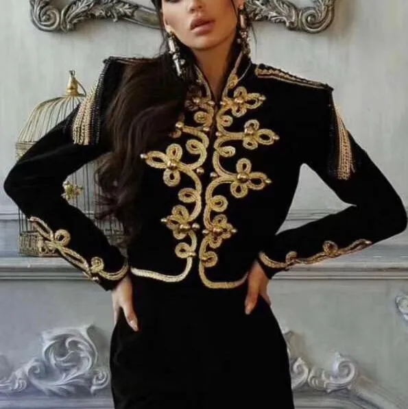 Embroidered Stretch Crop Military Jacket